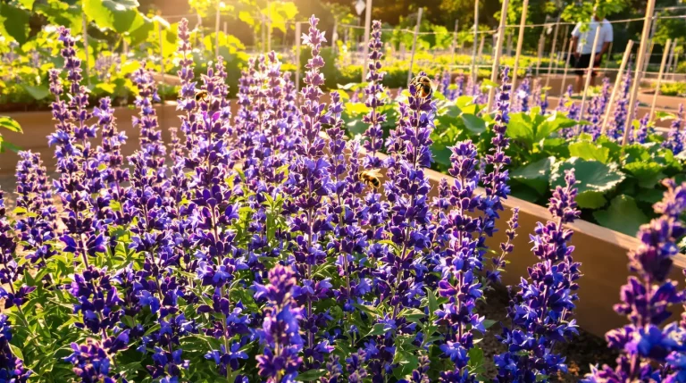 Plantée près du potager, cette vivace de jardin sec attire davantage d’abeilles que la lavande